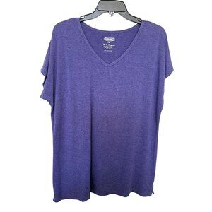 Cariloha Bamboo Sleepwear Top XXL Purple V Neck Pajama Tee Organic Cotton Casual